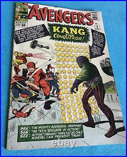 AVENGERS Vol 1 #8 (9/64) 1st KANG the Conqueror 3.5/4.0 C/OW Unrestored MARVEL