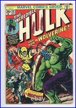 Incredible Hulk #181 Vol 1 Nice Lower Grade 1st App of Wolverine with Marvel Stamp
