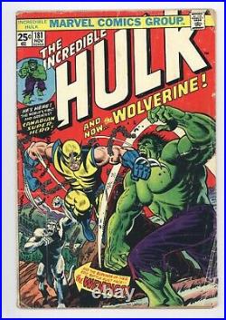 Incredible Hulk #181 Vol 1 Nice Lower Grade 1st App of Wolverine with Value Stamp