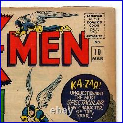 X-Men Vol 1 No 10 Mar 1965 (VG) (4.0) 1st app Ka-Zar, Silver Age (1956 1969)